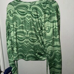SHEIN Green Swirl Long Sleeve Top